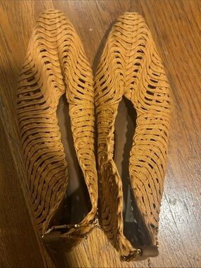 Stella McCartney Woven Cutout Flats in Mustard